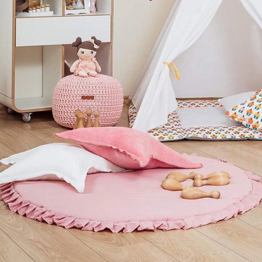 Хлопковый детский игровой коврик круглый ковер детские игрушки украшение для