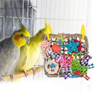 parrot toys parakeet cockatiels cage hanging swing funny foraging colorful toy foraging swing parakeet biting supplies