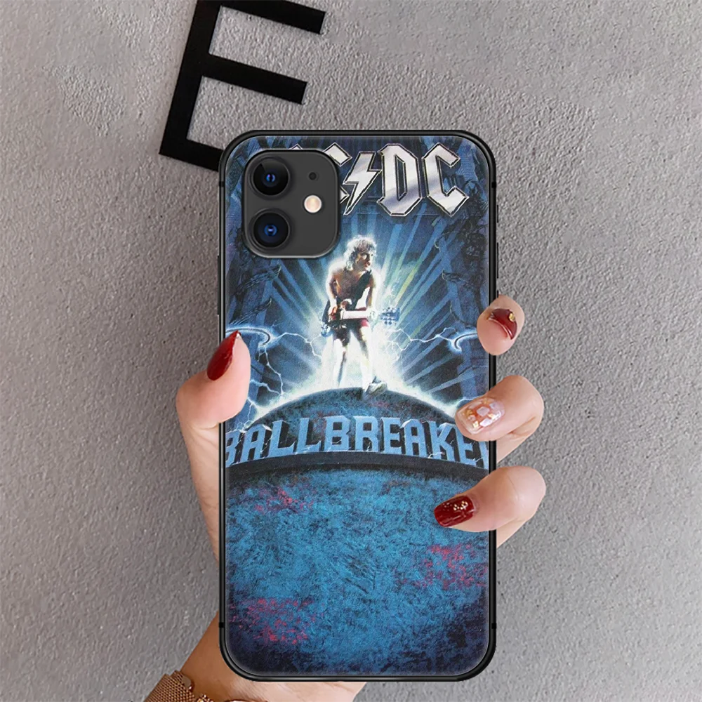 

Band AC Dc Phone Case Cover For Iphone 6 6S 7 8 11 12 Se 2020 X Xs Xr Pro Max Plus Mini Black Waterproof Pretty Tpu