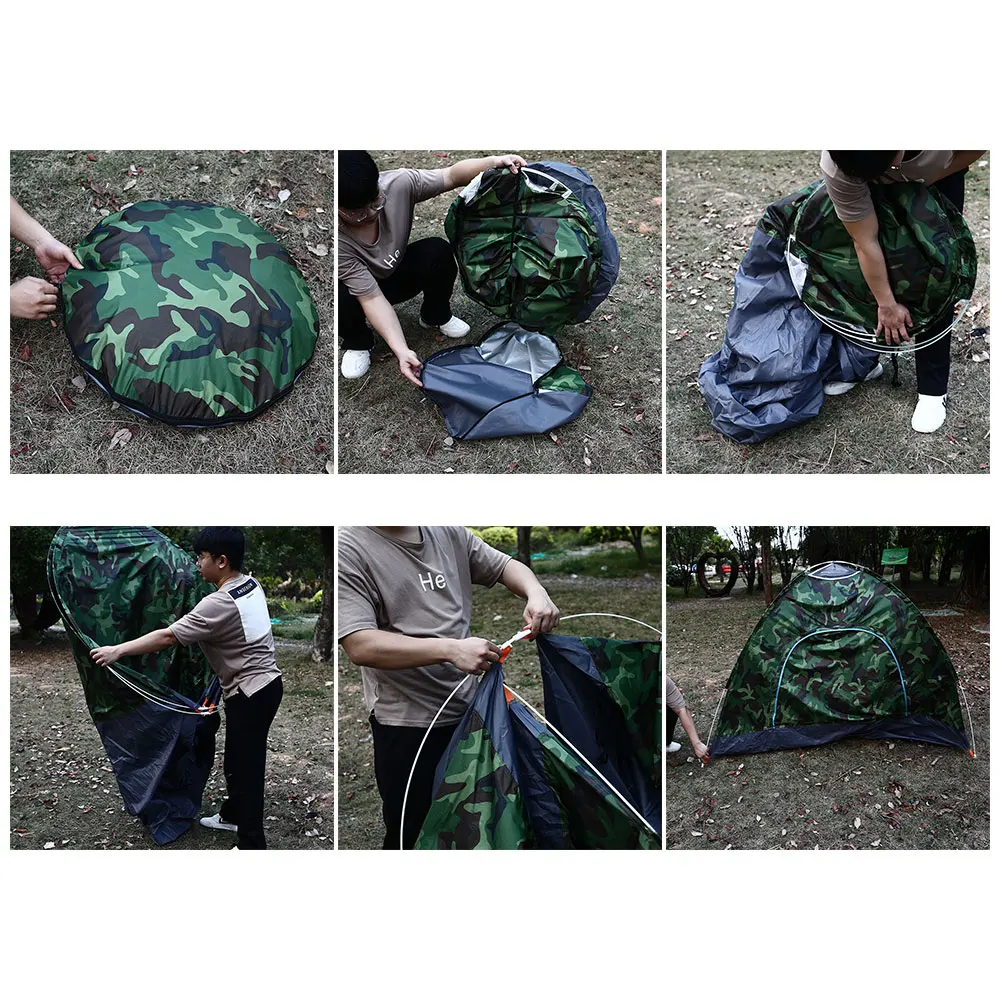 

2-4 Persons Waterproof Camping Tent PU 1000mm Polyester Fabric Single Layer Tent for Outdoor Travel Hiking 200*200*120cm