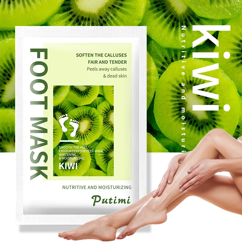 

PUTIMI 6Packs Exfoliating Foot Masks Pedicure Socks Kiwi Exfoliation for Feet Mask Remove Dead Skin Heels Foot Peeling Mask