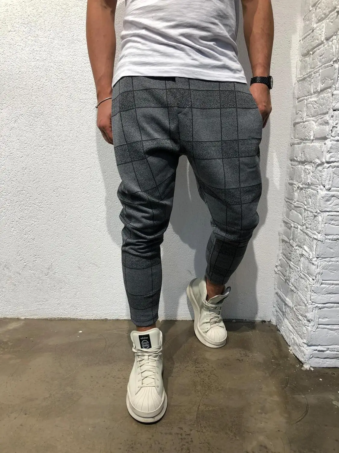 Hombres облегающие 2019 hombres Chino pantalones sóper cómodos elaticos para disegno a cuadros rayas lat |