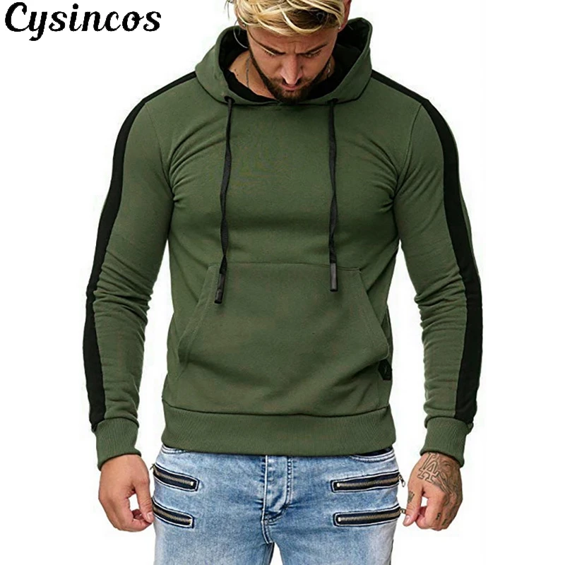 Мужская Спортивная толстовка с капюшоном CYSINCOS Повседневный хлопковый теплый