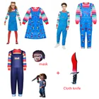 Новый детский Косплей Чаки Костюм призрак ребенок спина к душе кукла полный набор Хэллоуин призрак Детские ролевые игры Ужасы костюмы