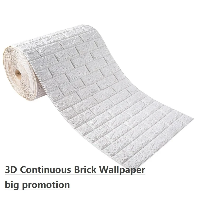 3D Self-Adhesive Wallpaper 70cm*5m Continuous Waterproof Brick Wall Stickers Living Room Bedroom Children's Room Home Decoration