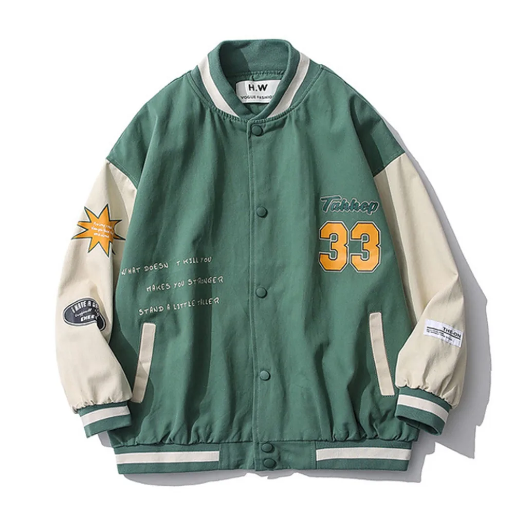 

Brand Oversize Letter Men's Baseball Jacket Unisex Women's Boyfriend Style Bomber Loose Casual Bread Fashion Coat