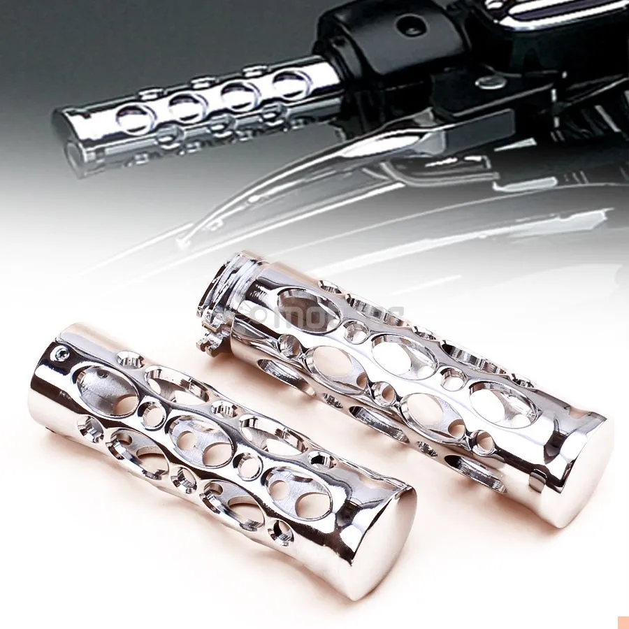 

Chrome 1" Inch Hollow-Out Aluminum Motor Handlebar HAND GRIPS Handle Bars 25MM Universak Fit For Harley Cruiser Chopper Kawasaki