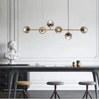 Современные подвесные светильники в скандинавском стиле, стеклянный потолочный светильник с 6 головками, лампа для столовой, кухни, промышленного освещения для ресторана