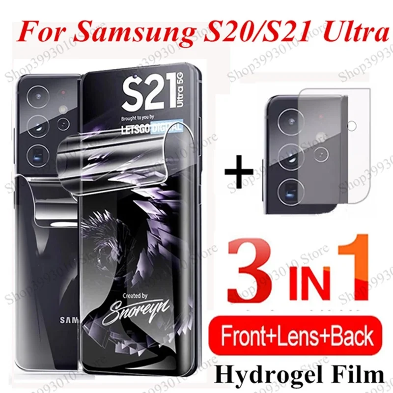 

3in1 Hydrogel Film For Samsung Galaxy S21 Ultra S20 Plus 5G Camera Lens Screen Protector for Samsung S20 FE S21ultra S 20 film