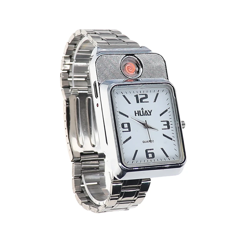 Часы мужские с прикуривателем модные кварцевые часы без огня зарядка от USB