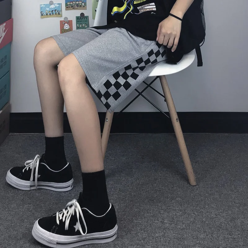 

INS Super Popular Sports Casual Plaid Shorts Women's Summer Loose Slimming Student High Waist Straight Fifth Pants Fashion