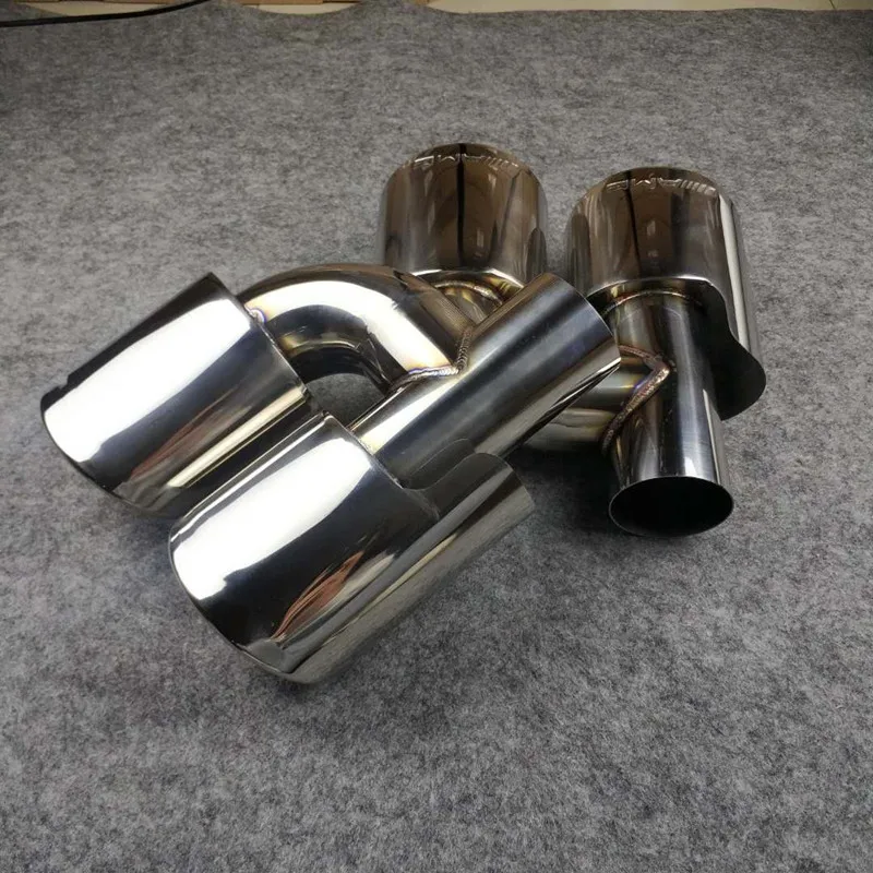 

Right+Left IN 60MM OUT 95*115MM H Model Muffler Tip Stainless Steel Universal For AMG Style Exhaust Pipe Nozzles Car Accessories