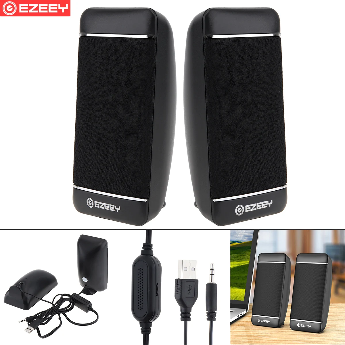 Динамик EZEEY S4 Mini USB 5 В сабвуфер с разъемом 3 мм и регулировкой громкости для