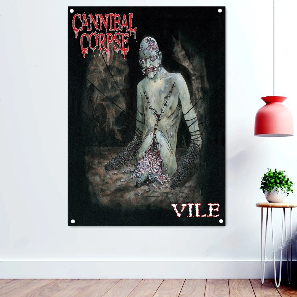 

CANNIBAL CORPSE Dark metal Metal Artist Banners Hanging Flag For Wall Decoration Macabre Death Art Rock Music Poster Wallpaper