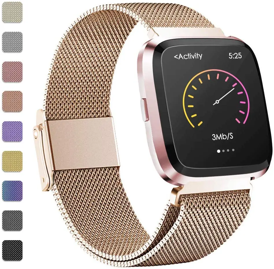 Ремешок металлический браслет из нержавеющей стали для Fitbit Versa ремешок на запястье Миланский Магнитный Браслет fit bit Lite Verse 2 Band аксессуары