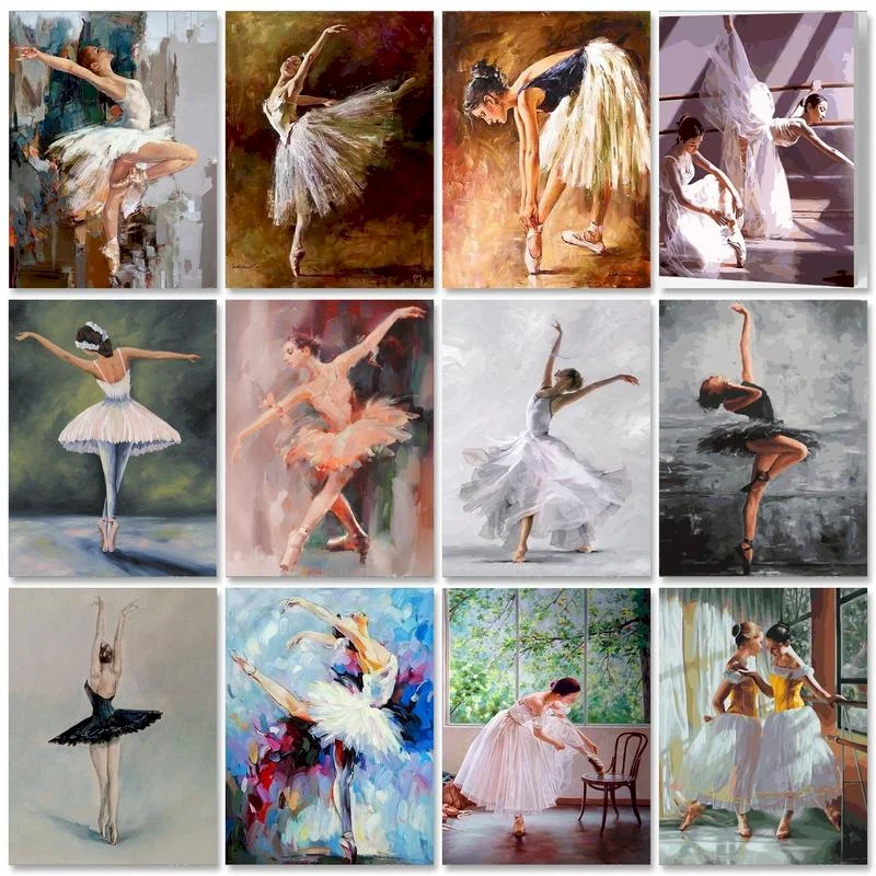 

RUOPOTY Frame Ballet Dancer Figure DIY Painting By Numbers For Adults Diy Artcraft Oil Paints By Numbers Framed Drawing Artwork