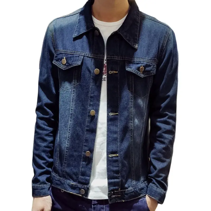 

Spring Autumn 2021 Men's Streetwear Blue Denim Jacket Autumn Korean Casual Youth Slim Cowboy Coat Men's Thin Top