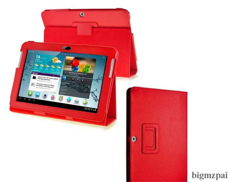 Для планшета samsung Galaxy Tab 2 10,1 P5100 P5110 10,1 дюймов чехол из искусственной кожи с подставкой защитный чехол для планшета 2 10,1 ''P5100+ пленка - Цвет: red