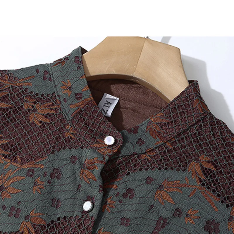 Осеннее женское платье Новое Кружевное с длинным рукавом тонкое размера плюс