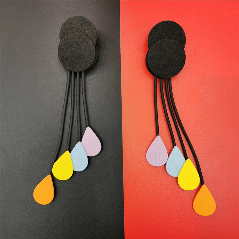 

Marliwoo New Water Drop Earrings Long Earring Women Wood Jewelry Handmade Jewelry Sponge Accessories Multicolor Wooden Earring