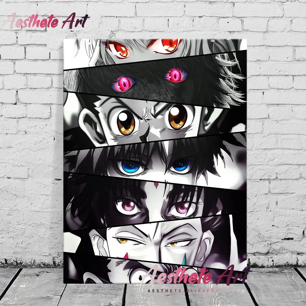 Hunter x Gon Killua Kurapika Hisoka Leorio Eyes аниме HxH украшение для дома Картина на холсте