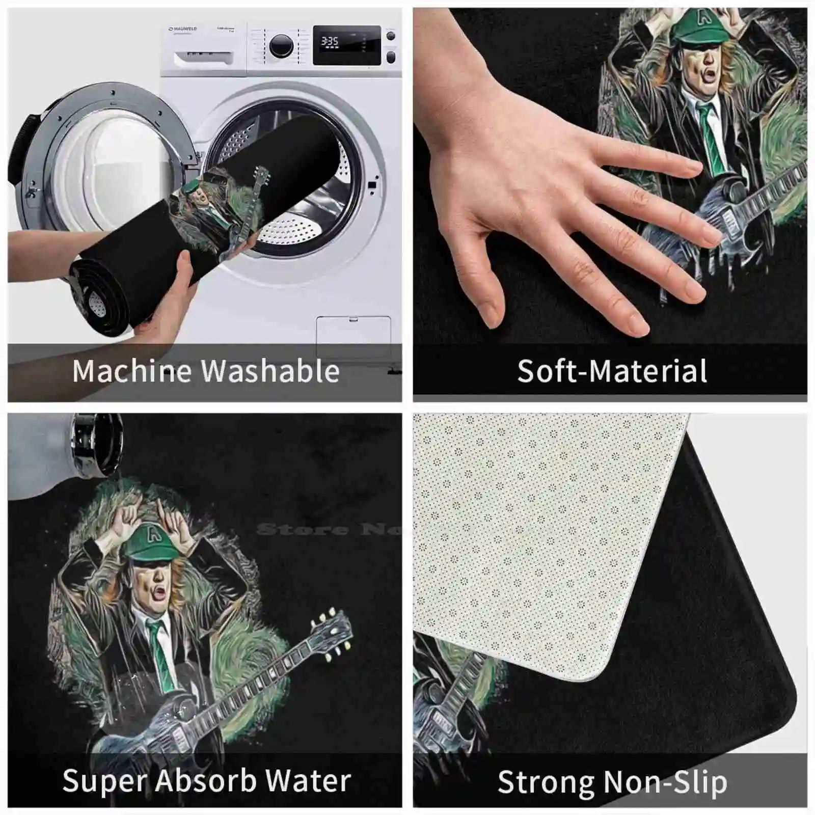 Angus Young из Dc 3D мягкий нескользящий коврик для ног Ac винтажный магазин куртка