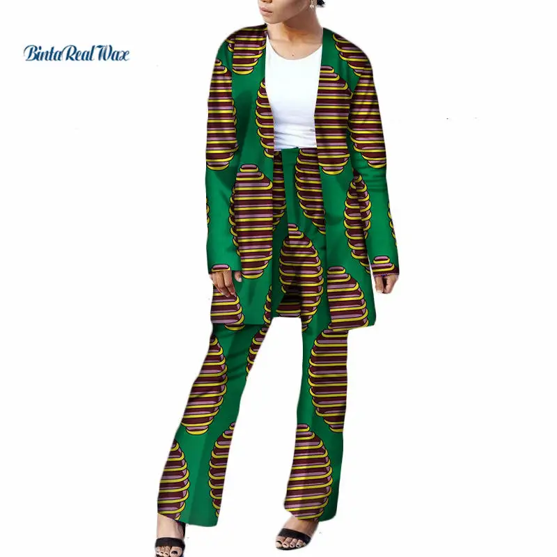 African Top and Pants Sets for Women 2 Pieces Bazin Riche Dashiki Clothing Print Long Shirts WY3593 | Тематическая одежда и