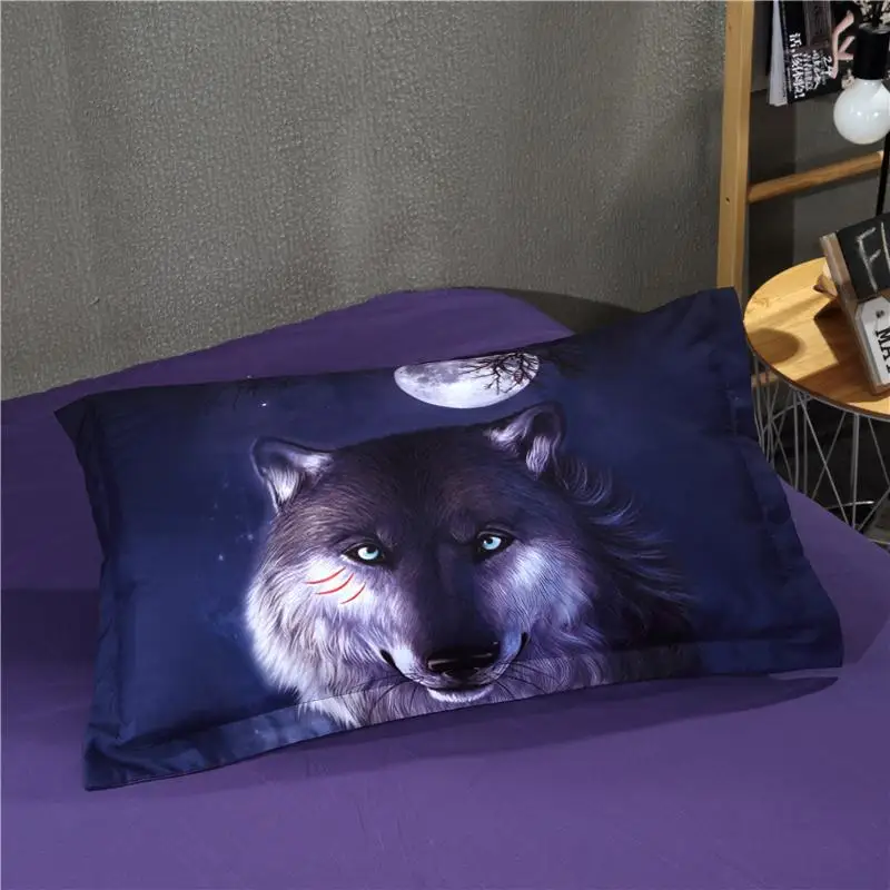 Комплект постельного белья Moon Night Wolf с принтом Психоделическое белье в стиле