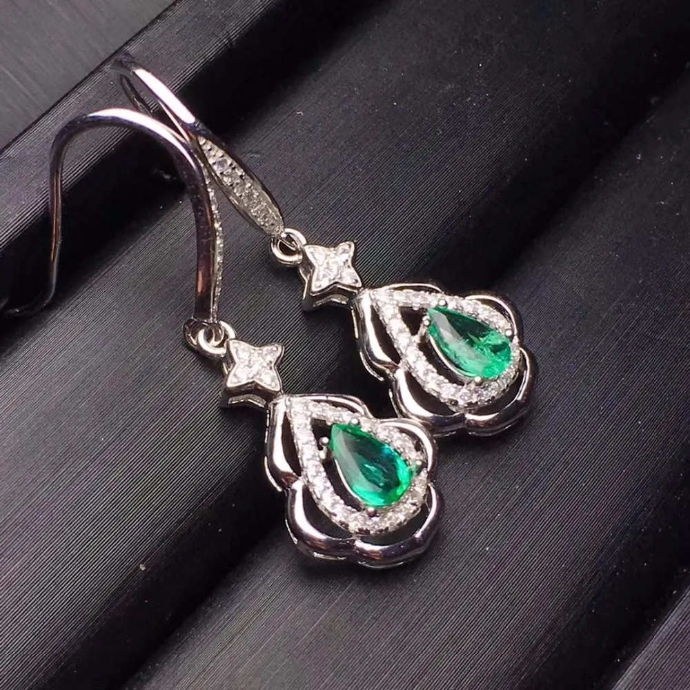 Модные вечерние серьги с изумрудом 100% натуральные изумрудные капельки из