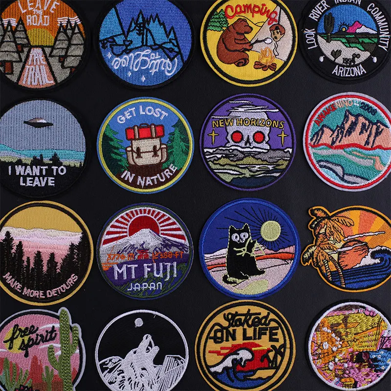 

Stripes Mountain Wave Stickers Iron on Clothing Patch DIY Wave Applique Thermoadhesive Patches for Clothing Stickers Badges