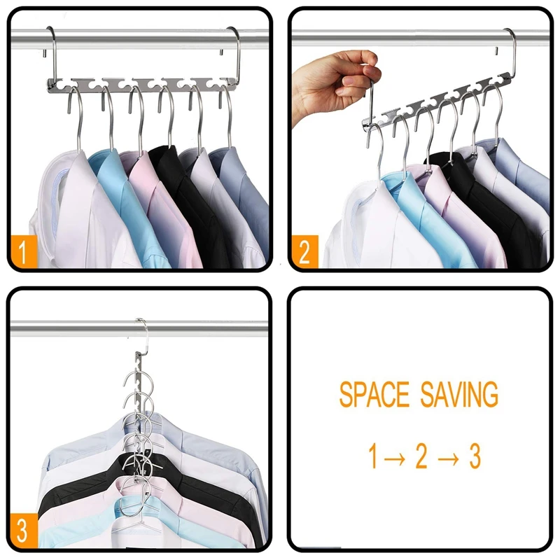 

Space Saving Hangers Metal Hanger Magic Cascading Hanger Closet Clothes Organizer(8 Pack)