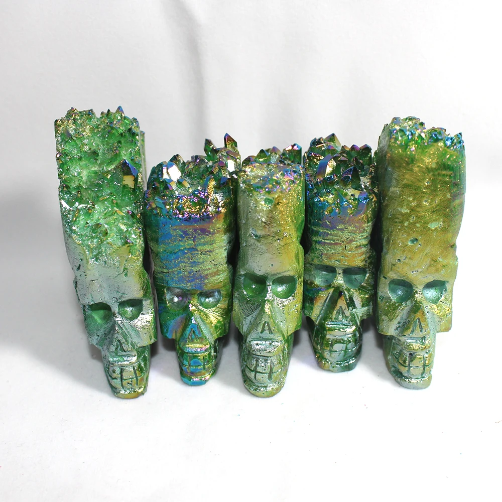 Runyangshi 1 шт. Модный Зеленый необработанный Кристалл кластер череп зеленое