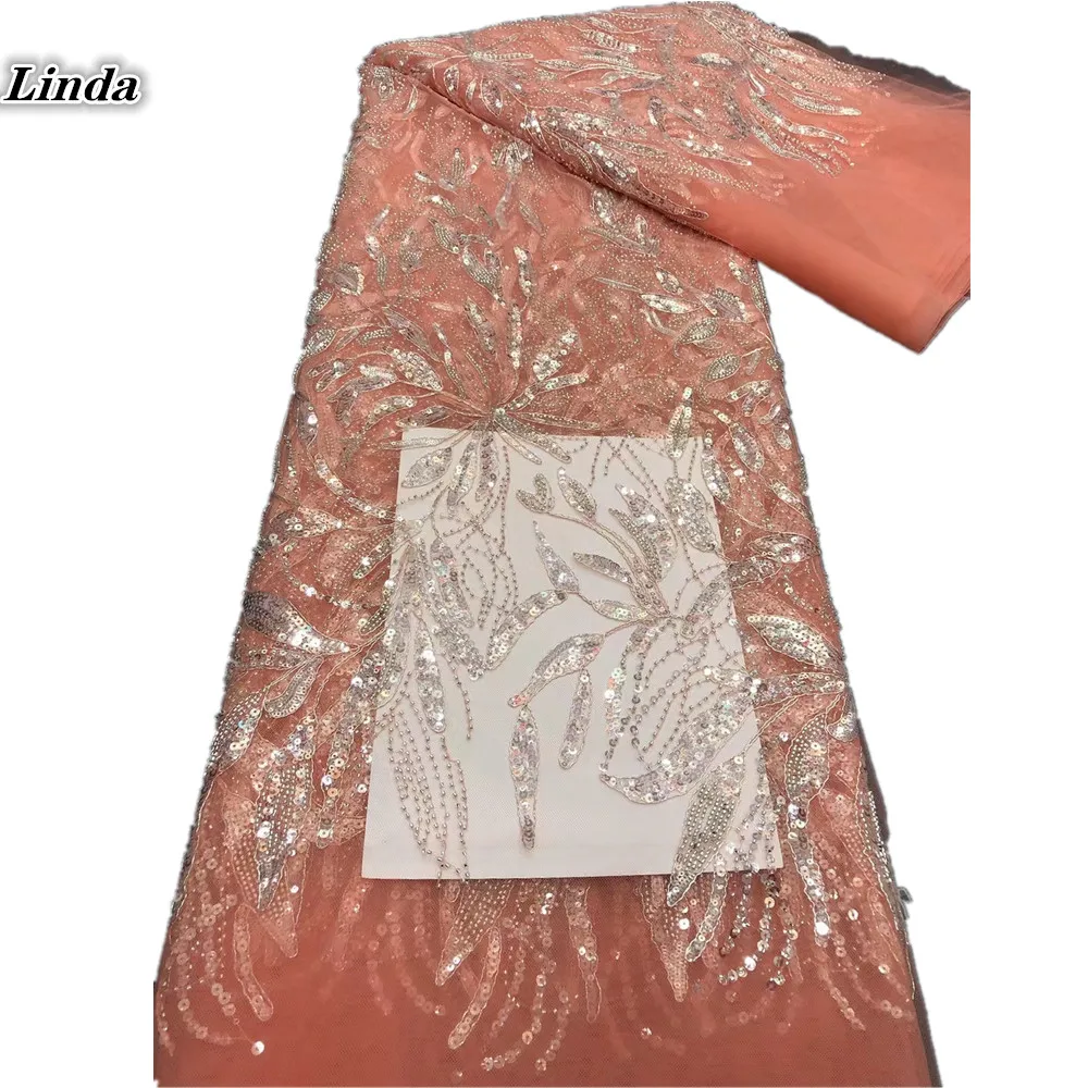 

Кружевная ткань с африканскими блестками и бусинами, 2022