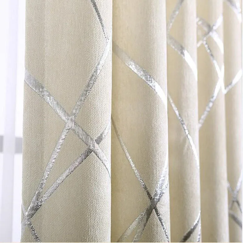 Европейский роскошный утолщенный шенилл штора бежевого цвета геометрический