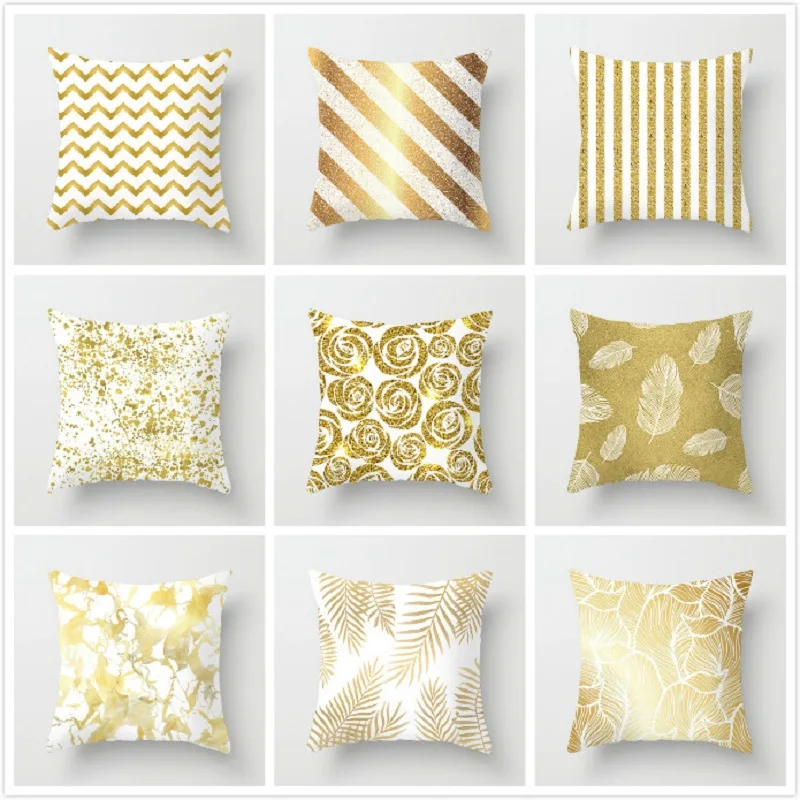 Золотое геометрическое покрытие для подушки Fuwatacchi наволочка в горошек с узором