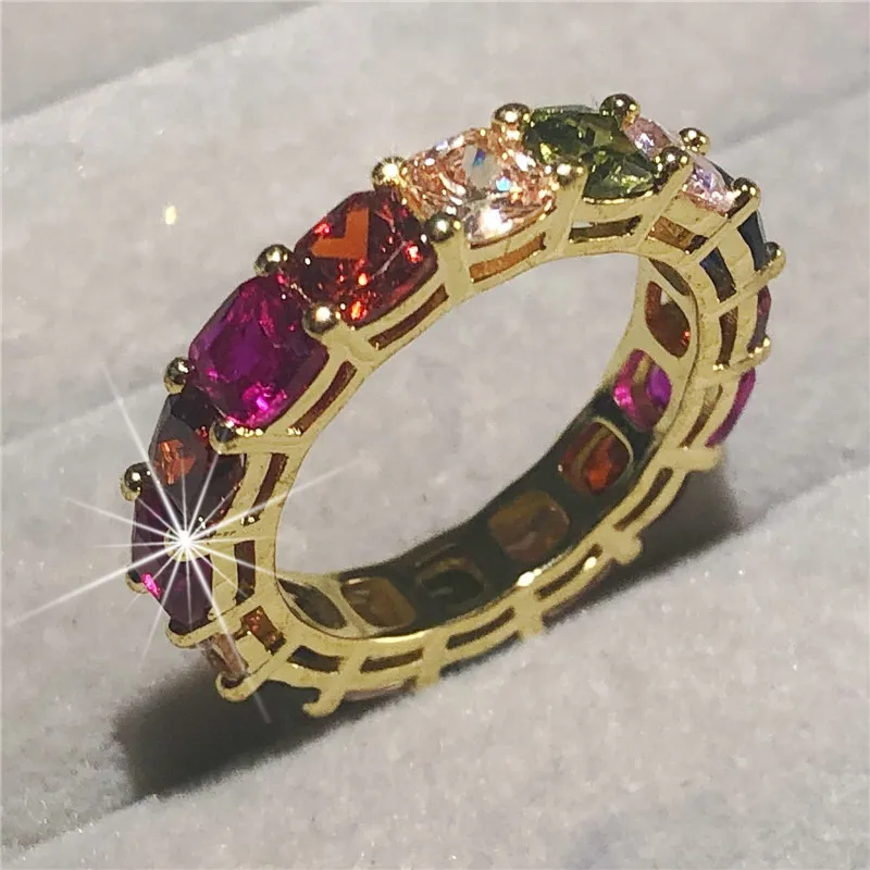 Многоцветные обручальные кольца из серебра 925 пробы с сапфиром рубин перидот