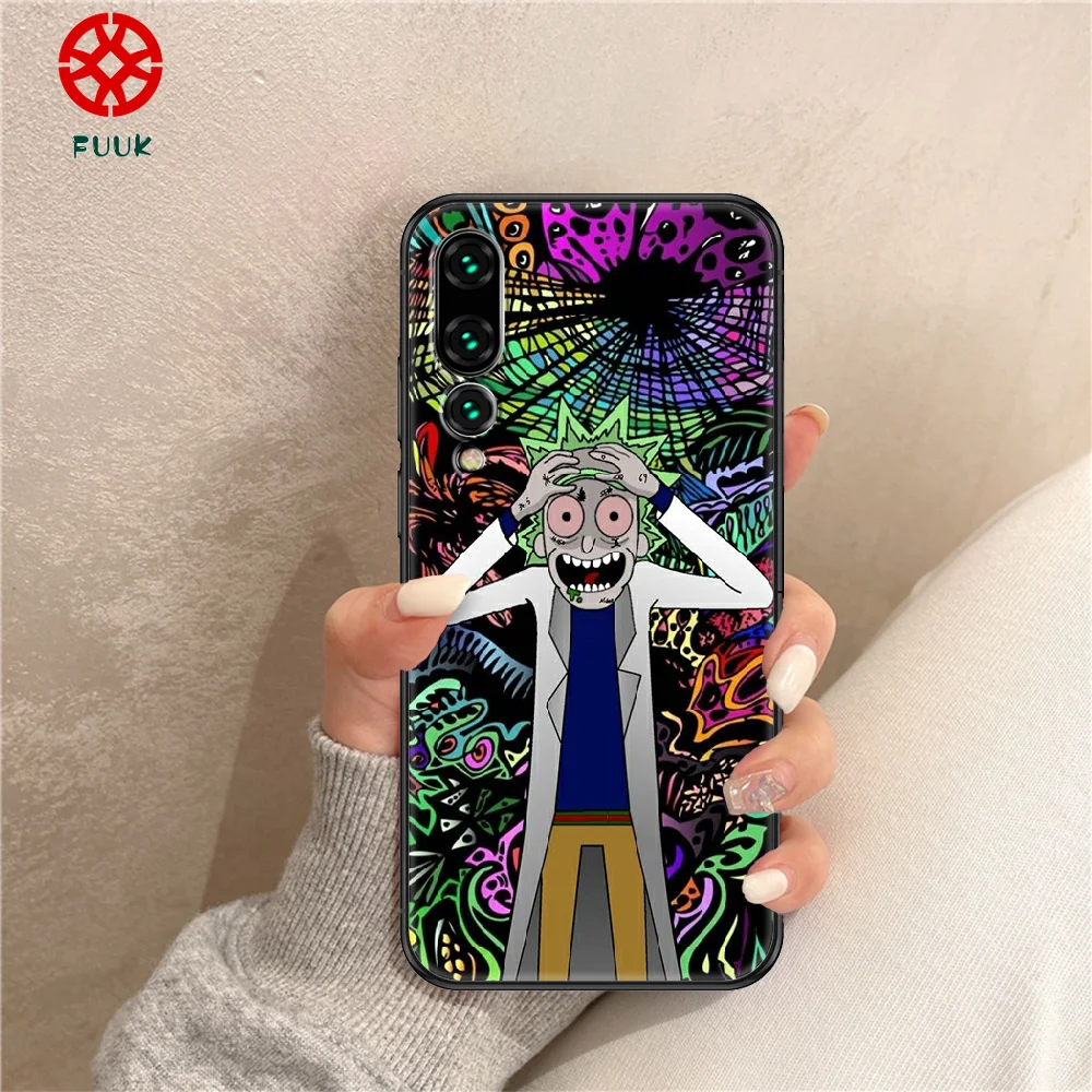

Rick Anime Morty Phone case For Huawei P Mate P10 P20 P30 P40 10 20 Smart Z Pro Lite 2019 black painting waterproof tpu hoesjes