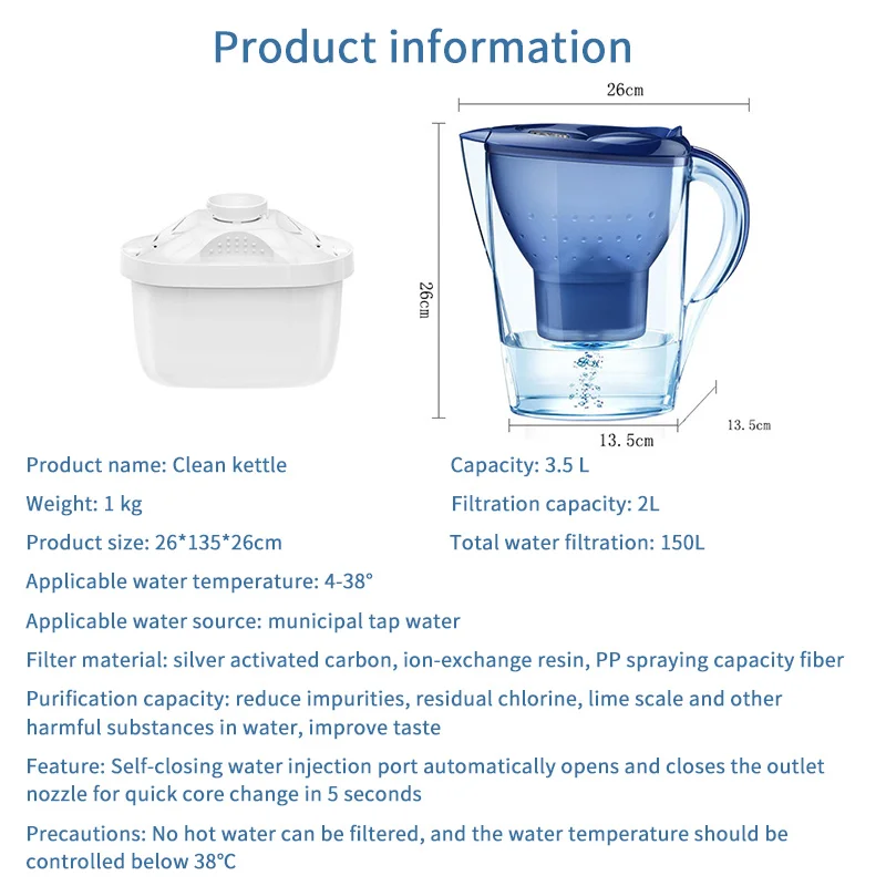 

CCTM 3.5L Activated Carbon Net Kettle Water Filter Purifier Ionizer Generator for Health Kitchen Home Office Filters Pitcher