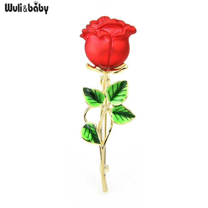 Wuli & baby-broches de flores rosas para mujer, broche clásico, alfileres para bodas, regalos