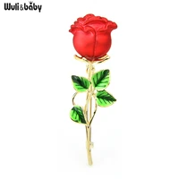 wulibaby classic rose flower brooches women weddings brooch pins gifts