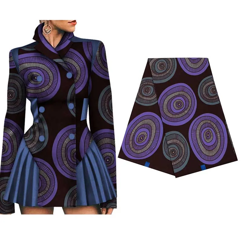 Африканские Восковые принты мягкая хлопчатобумажная ткань черный фиолетовый