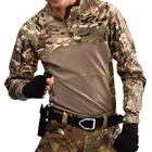 Рубашка мужская тактическая, армейский Топ с длинным рукавом, камуфляжная быстросохнущая одежда в стиле милитари для охоты и рыбалки, лагеря, летняя