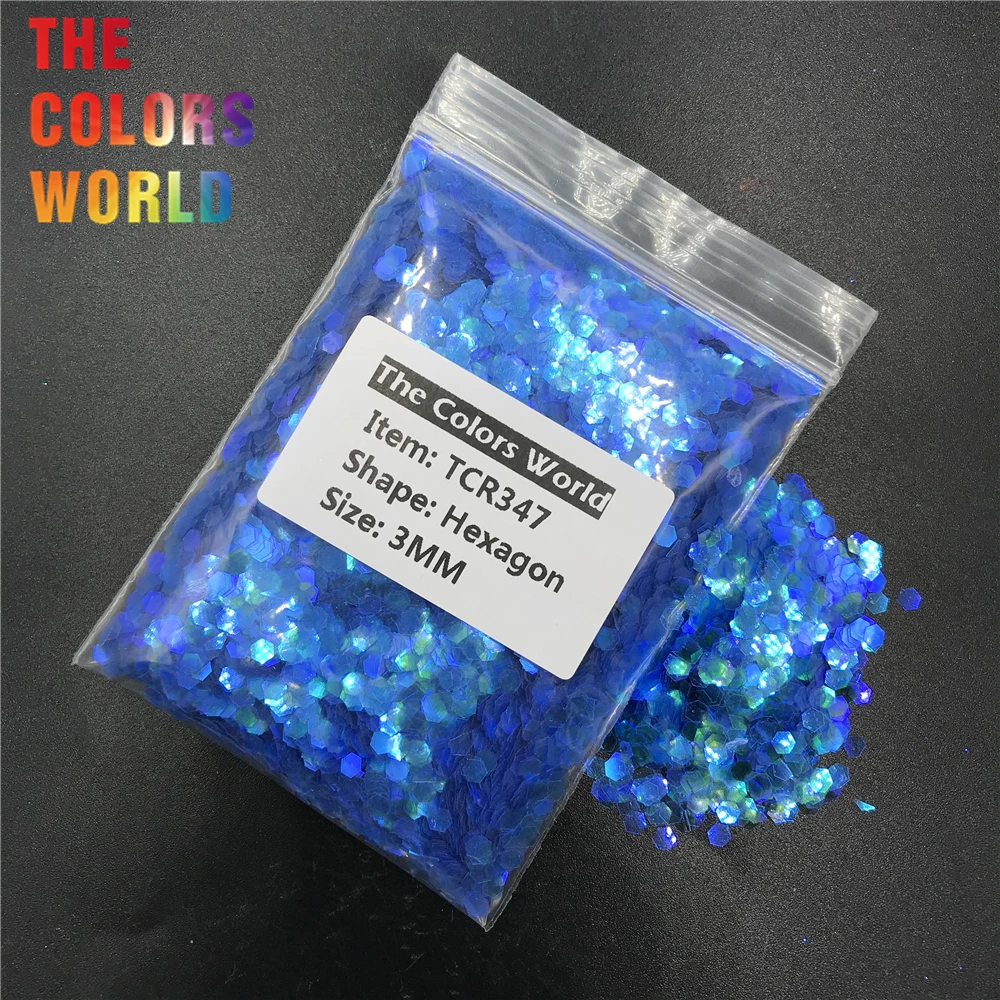 TCR347 переливчатая Радуга небесно-голубого цвета Шестигранная форма ногтей для УФ