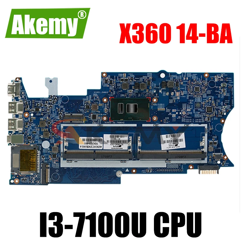 

Для струйного принтера HP Pavilion x360 14-BA Материнская плата ноутбука DDR4 i3-7100U 2,40 ГГц Процессор 923689-601 16872-1 448.0C203.0011 100% тестирование Быстрая доставка