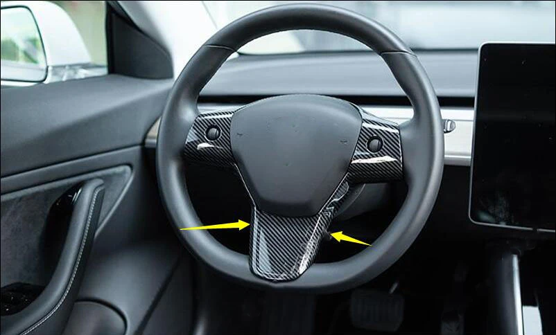 

Steering Wheel Frame Cover Trim Moulding ABS Plastic Carbon Fiber Texture fit for Tesla Model 3 2017 2018 2019 2020