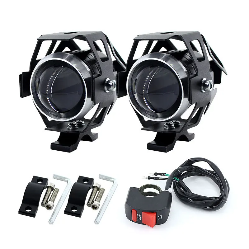 

Комплект из 2 предметов, белый мотоциклетные фары вспомогательная лампа U5 светодиодный Мотоцикл аксессуары для точечного прожектора 12V Moto ...