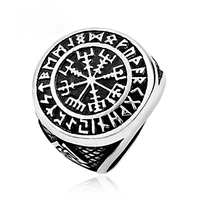 mens personality titanium steel ring pirate compass statement ring retro scripture totem ring hip hop party jewelry gift