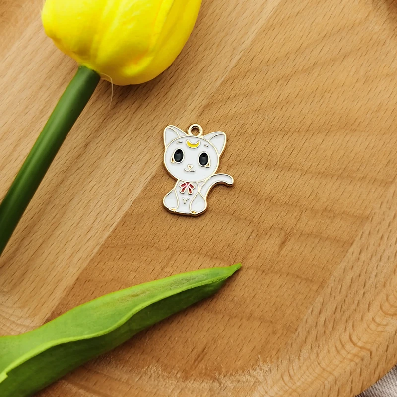 

Lizz 10pcs Cats Animals Enamel Charms Pendants Gold Tone Kawaii Kitty Metal Charms DIY Bracelet Earrings For Jewelry Accessories