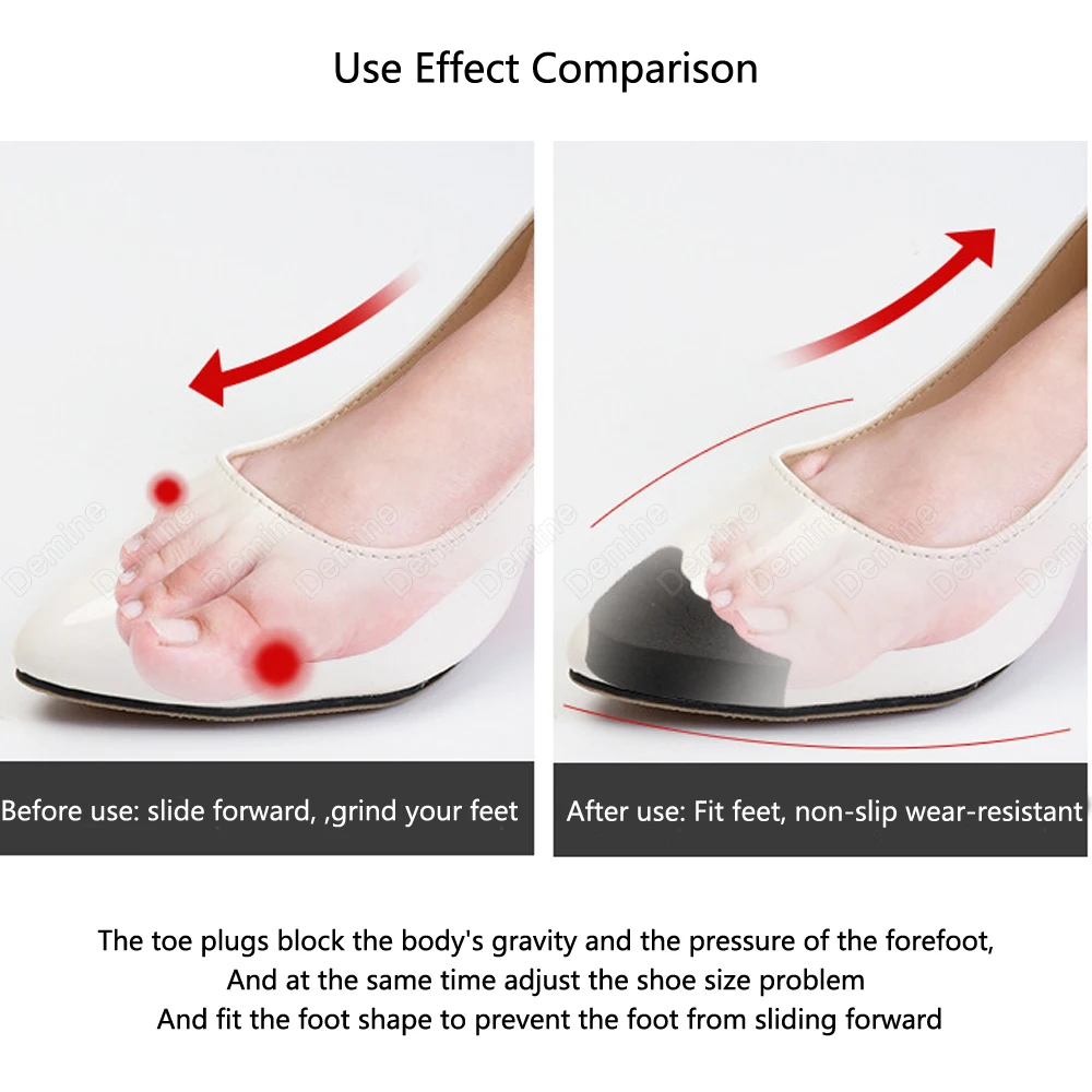 Sponge Forefoot Inserts Anti-Slip Pads for Shoes Women High Heels Toe Plug Cushion Shoe Filler Adjust Size Anti-Pain Foot Pad