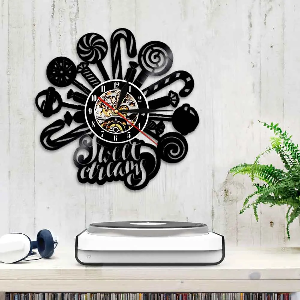 Часы настенные с виниловой пластиной в виде леденцов|modern home decor|3d digital3d digital clock |